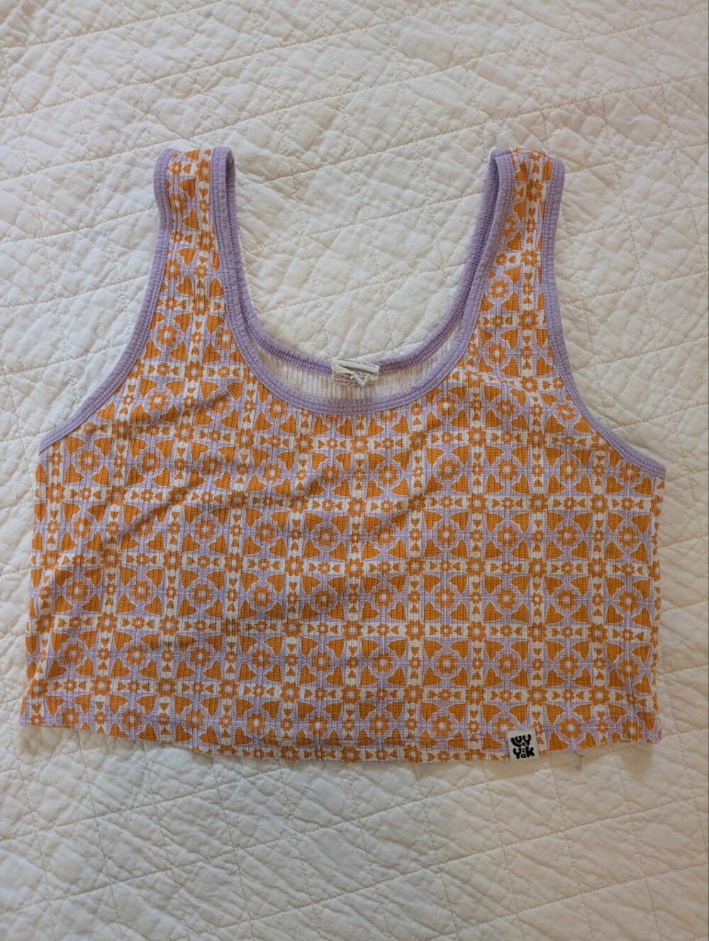 Lucy & Yak Orange and Lavender Cropped Tank
